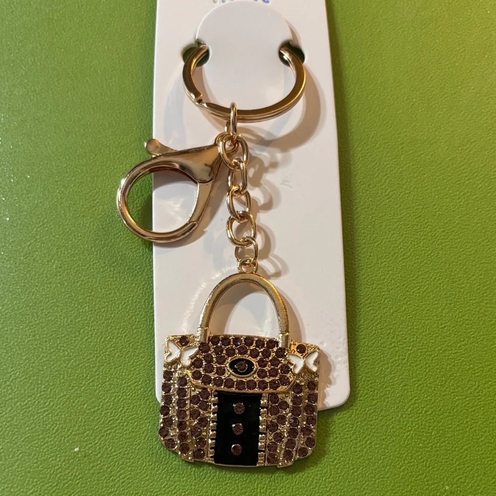 Sparkling Gold and Purple Purse Keychain/Bag Charm